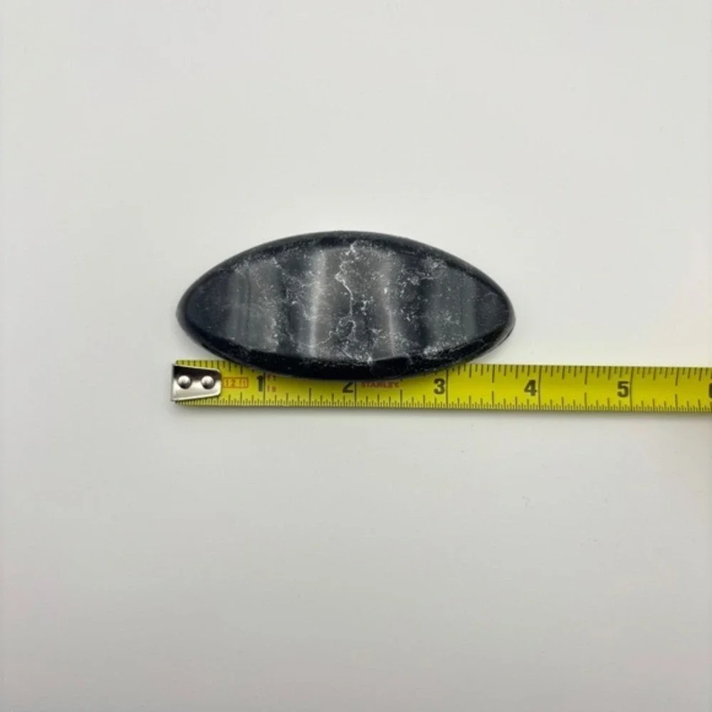 Vintage Black Gold Marbled Swirls Galaxy Oval Hair Clip Barrette Accessory‎